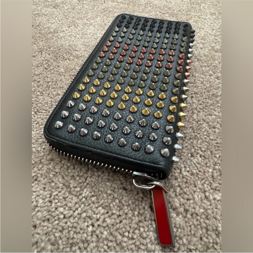 Christian Louboutin “Panettone” Spiked Zip Wallet - Black - EXCELLENT CONDITION